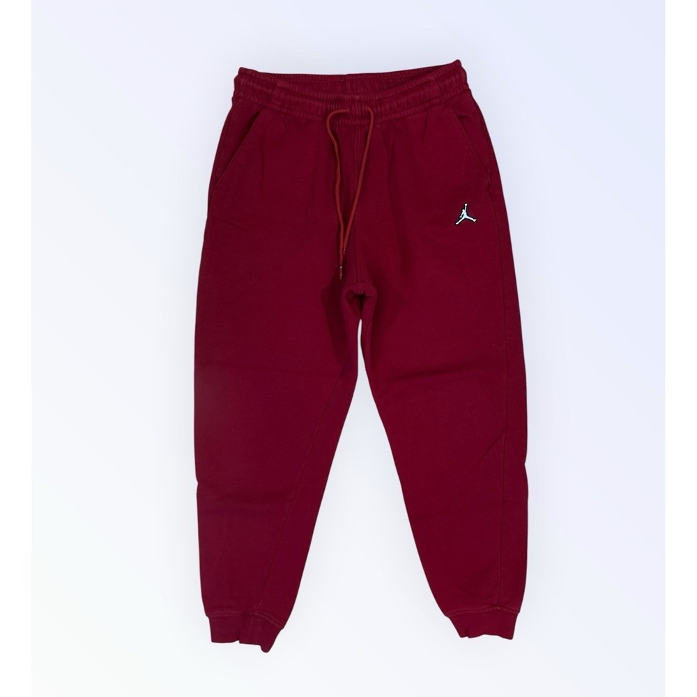Jordan‎ Pants Essentials Fleece Mens MEDIUM Red Cotton Blend Joggers DQ7340-687
